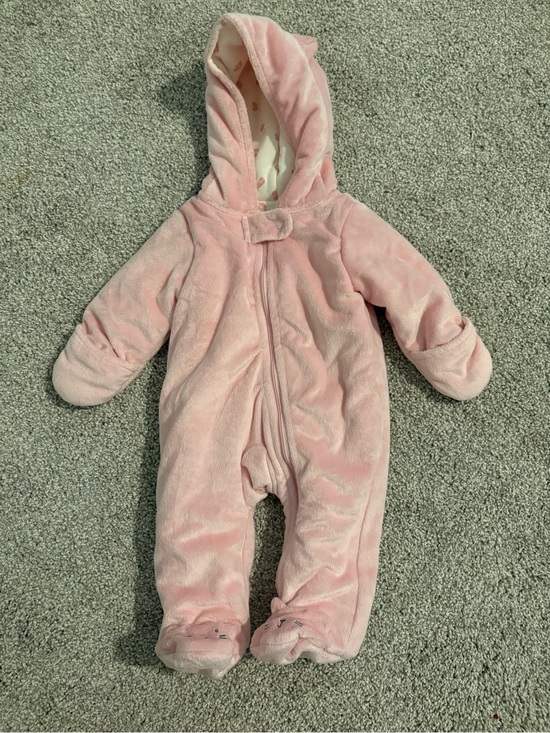 Carter's Other - Carter's Soft Pink Plush Hooded Footed One-Piece